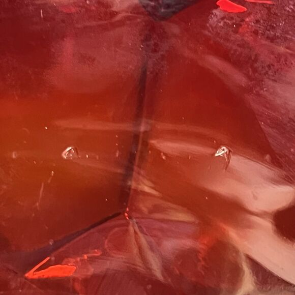 Vintage Amber is Footed Compote Scalloped Edge Red/Orange-UV - Picture 9 of 16